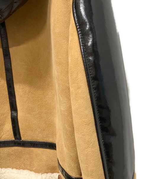 MONCLER（モンクレール）MONCLER (モンクレール) 異素材MIXムートンレザーボアジャケット  ブラウンの古着・服飾アイテム