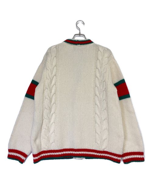 GUCCI（グッチ）GUCCI (グッチ) シェリーラインカーディガン グリーン×レッド サイズ:Sの古着・服飾アイテム