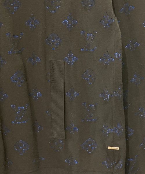LOUIS VUITTON（ルイ ヴィトン）LOUIS VUITTON (ルイ ヴィトン) ドロップニードルモノグラムボンバー ジャケット ブラック×ブルー サイズ:Mの古着・服飾アイテム