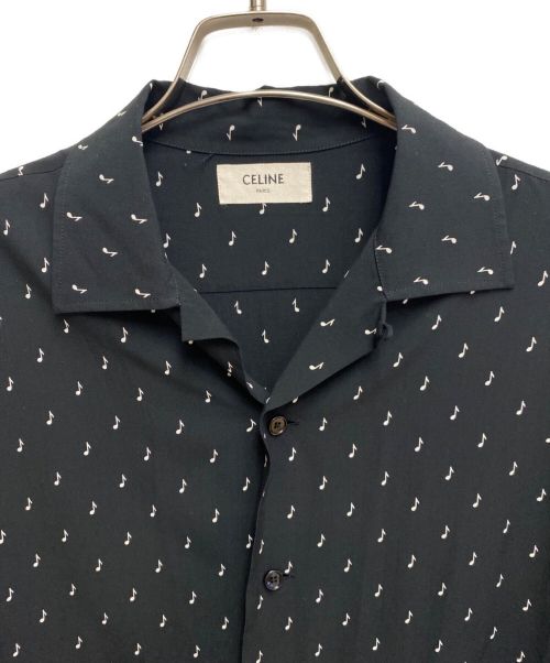 CELINE（セリーヌ）CELINE (セリーヌ) ミュージックノートオープンカラーシャツ ブラック サイズ:39の古着・服飾アイテム