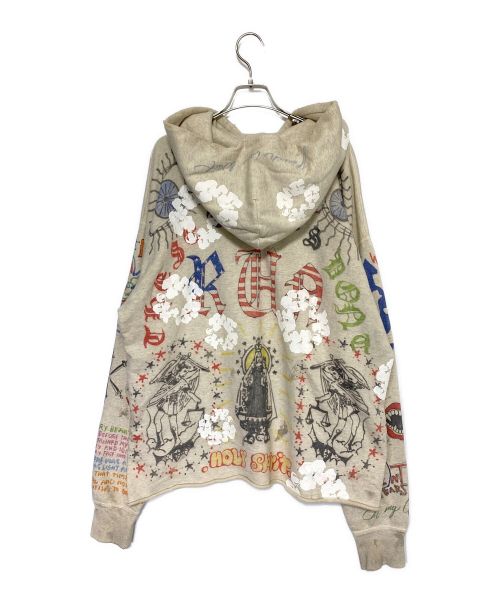 SAINT MICHAEL（セントマイケル）SAINT MICHAEL (セントマイケル) Denim Tears (デニムティアーズ) 総柄 ペイント フーディー プルオーバー パーカー  グレー サイズ:XLの古着・服飾アイテム