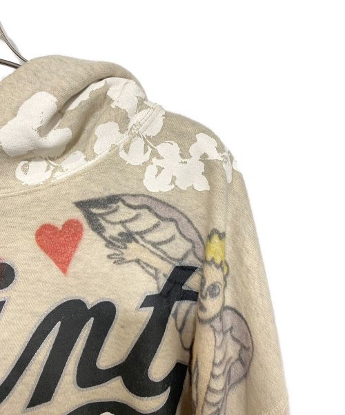 SAINT MICHAEL（セントマイケル）SAINT MICHAEL (セントマイケル) Denim Tears (デニムティアーズ) 総柄 ペイント フーディー プルオーバー パーカー  グレー サイズ:XLの古着・服飾アイテム