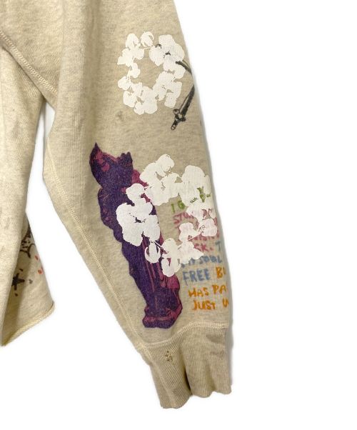 SAINT MICHAEL（セントマイケル）SAINT MICHAEL (セントマイケル) Denim Tears (デニムティアーズ) 総柄 ペイント フーディー プルオーバー パーカー  グレー サイズ:XLの古着・服飾アイテム