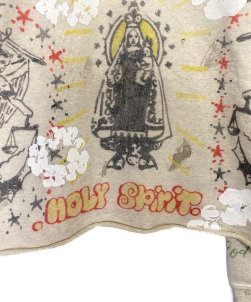 SAINT MICHAEL（セントマイケル）SAINT MICHAEL (セントマイケル) Denim Tears (デニムティアーズ) 総柄 ペイント フーディー プルオーバー パーカー  グレー サイズ:XLの古着・服飾アイテム