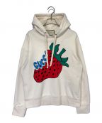 GUCCIグッチ）の古着「ストロベリープルオーバーパーカー」｜アイボリー