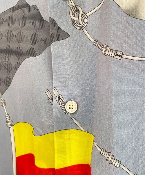 LOUIS VUITTON（ルイ ヴィトン）LOUIS VUITTON (ルイ ヴィトン) ダミエ ガストン フラッグプリントコットンシャツ ブルー サイズ:Lの古着・服飾アイテム