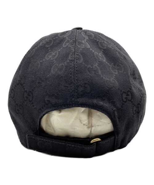 GUCCI（グッチ）GUCCI (グッチ) GGレザーロゴパッチキャップ ブラック サイズ:XLの古着・服飾アイテム