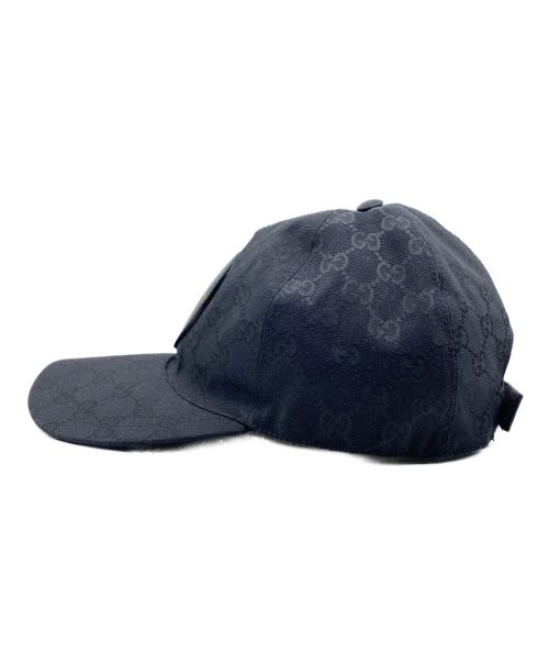 GUCCI（グッチ）GUCCI (グッチ) GGレザーロゴパッチキャップ ブラック サイズ:XLの古着・服飾アイテム