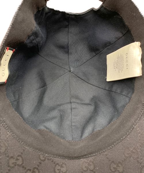 GUCCI（グッチ）GUCCI (グッチ) GGレザーロゴパッチキャップ ブラック サイズ:XLの古着・服飾アイテム