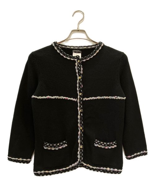 CHANEL（シャネル）CHANEL (シャネル) カシミヤコットンノーカラーカーディガン ブラック サイズ:38の古着・服飾アイテム