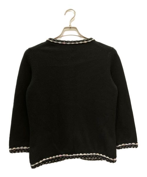 CHANEL（シャネル）CHANEL (シャネル) カシミヤコットンノーカラーカーディガン ブラック サイズ:38の古着・服飾アイテム