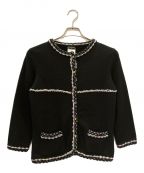 CHANELシャネル）の古着「カシミヤコットンノーカラーカーディガン」｜ブラック