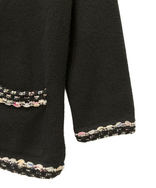 CHANEL（シャネル）CHANEL (シャネル) カシミヤコットンノーカラーカーディガン ブラック サイズ:38の古着・服飾アイテム
