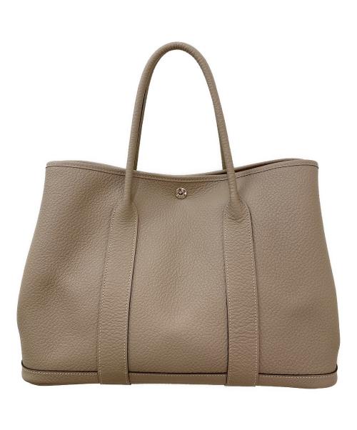 HERMES（エルメス）HERMES (エルメス) ガーデンパーティ MM/シルバー金具/ネゴンダ/ベージュ系/X刻印 グレー×シルバー金具 サイズ:MMの古着・服飾アイテム