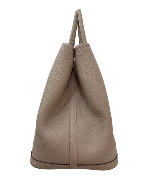 HERMES（エルメス）HERMES (エルメス) ガーデンパーティ MM/シルバー金具/ネゴンダ/ベージュ系/X刻印 グレー×シルバー金具 サイズ:MMの古着・服飾アイテム