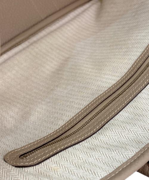 HERMES（エルメス）HERMES (エルメス) ガーデンパーティ MM/シルバー金具/ネゴンダ/ベージュ系/X刻印 グレー×シルバー金具 サイズ:MMの古着・服飾アイテム