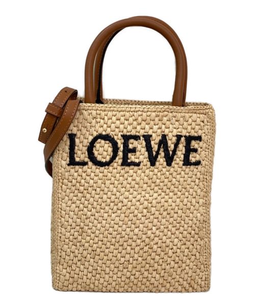 LOEWE（ロエベ）LOEWE (ロエベ) ラフィアロゴショルダーバッグ ベージュ×ブラウンの古着・服飾アイテム