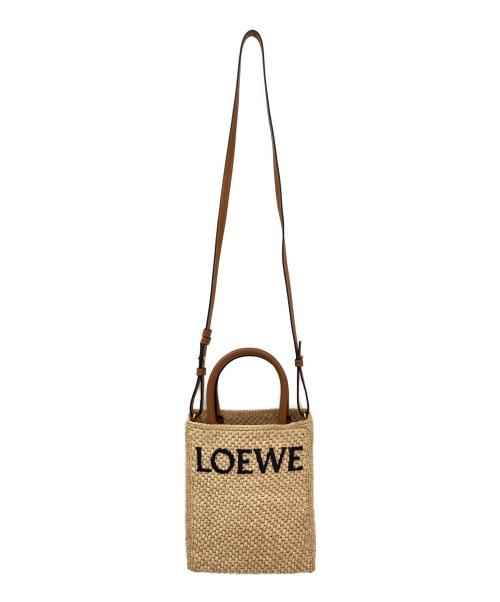 LOEWE（ロエベ）LOEWE (ロエベ) ラフィアロゴショルダーバッグ ベージュ×ブラウンの古着・服飾アイテム