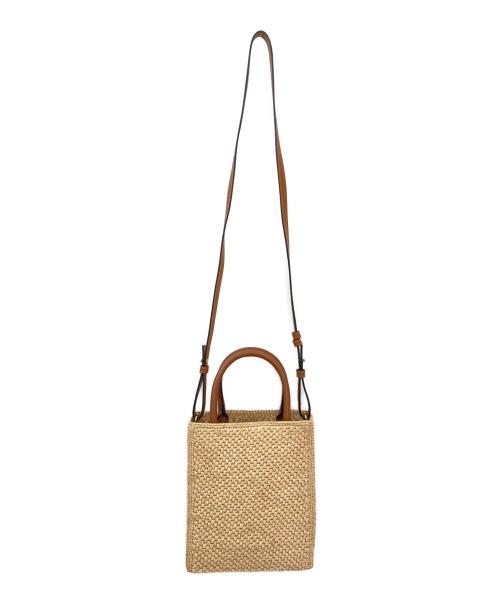 LOEWE（ロエベ）LOEWE (ロエベ) ラフィアロゴショルダーバッグ ベージュ×ブラウンの古着・服飾アイテム