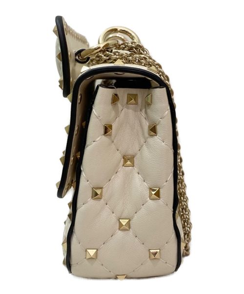 VALENTINO GARAVANI（ヴァレンティノ・ガラヴァーニ）VALENTINO GARAVANI (ヴァレンティノ・ガラヴァーニ) ロックスタッズ スパイク ナッパレザー スモールバッグ ホワイト サイズ:スモールの古着・服飾アイテム