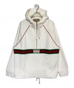 GUCCIグッチ）の古着「ウェブ＆GUCCI ラベル付き スウェットシャツ」｜ホワイト