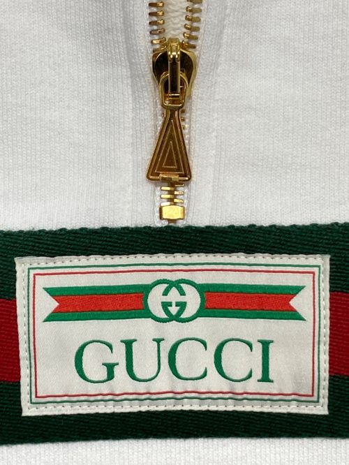 GUCCI（グッチ）GUCCI (グッチ) ウェブ＆GUCCI ラベル付き スウェットシャツ ホワイト サイズ:XSの古着・服飾アイテム