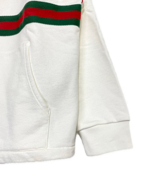 GUCCI（グッチ）GUCCI (グッチ) ウェブ＆GUCCI ラベル付き スウェットシャツ ホワイト サイズ:XSの古着・服飾アイテム