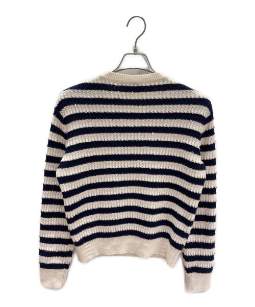 CHANEL（シャネル）CHANEL (シャネル) スパンコールボーダーニット アイボリー×ネイビー サイズ:38の古着・服飾アイテム