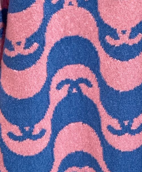 CHANEL（シャネル）CHANEL (シャネル) ココマークカシミヤニットプルオーバー ブルー×ピンク サイズ:38の古着・服飾アイテム