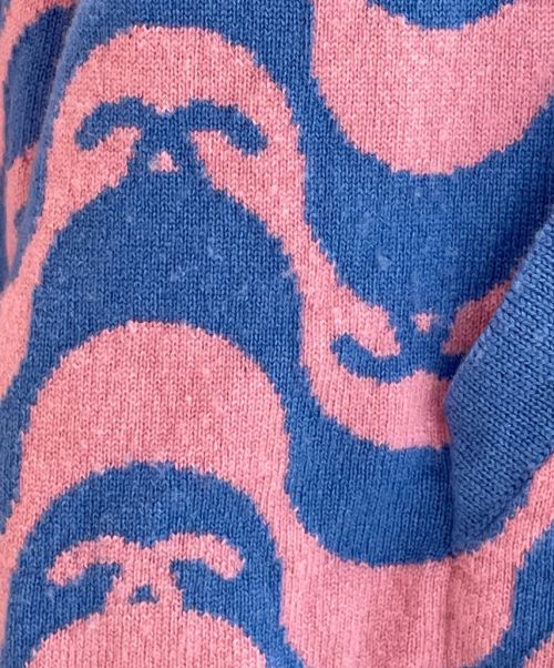 CHANEL（シャネル）CHANEL (シャネル) ココマークカシミヤニットプルオーバー ブルー×ピンク サイズ:38の古着・服飾アイテム