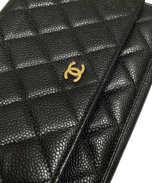 CHANEL（シャネル）CHANEL (シャネル) マトラッセチェーンショルダーウォレット ブラック サイズ:19の古着・服飾アイテム