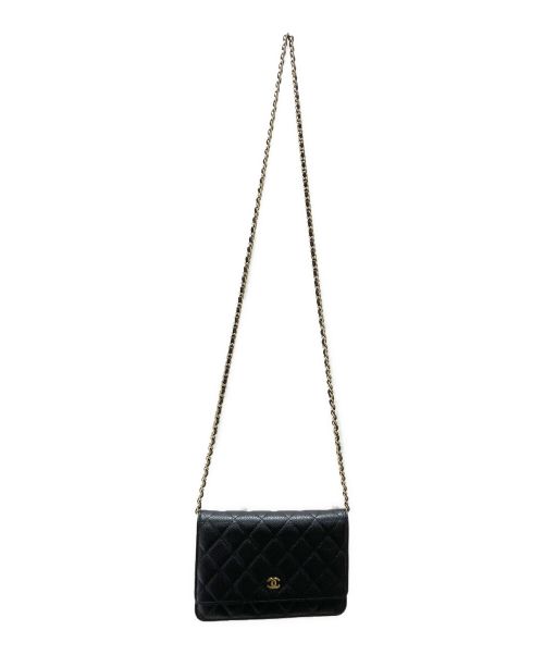 CHANEL（シャネル）CHANEL (シャネル) マトラッセチェーンショルダーウォレット ブラック サイズ:19の古着・服飾アイテム