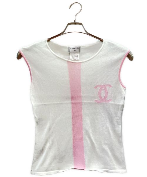 CHANEL（シャネル）CHANEL (シャネル) ココマークコットンニットベスト ライトピンク サイズ:38の古着・服飾アイテム