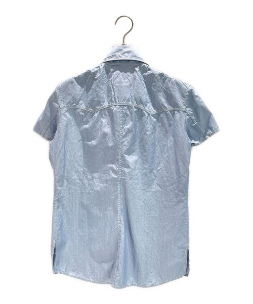 CHANEL（シャネル）CHANEL (シャネル) シルクストライプ比翼シャツ ブルー サイズ:36の古着・服飾アイテム