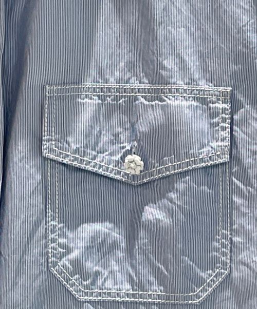 CHANEL（シャネル）CHANEL (シャネル) シルクストライプ比翼シャツ ブルー サイズ:36の古着・服飾アイテム