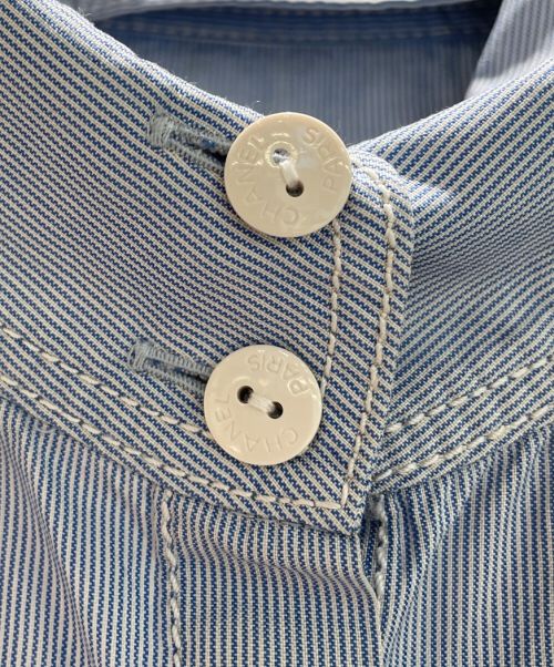 CHANEL（シャネル）CHANEL (シャネル) シルクストライプ比翼シャツ ブルー サイズ:36の古着・服飾アイテム