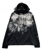 VALENTINOヴァレンティノ）の古着「SPACE PRINT HALF-ZIP HOODIE」｜ブラック