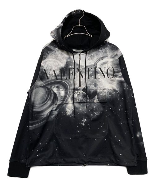 VALENTINO（ヴァレンティノ）VALENTINO (ヴァレンティノ) SPACE PRINT HALF-ZIP HOODIE  ブラック サイズ:Sの古着・服飾アイテム