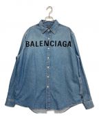 BALENCIAGAバレンシアガ）の古着「Denim Long Sleeves Plain Cotton Logo Luxury Shirts」｜インディゴ