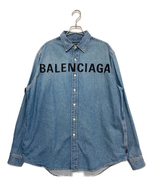 BALENCIAGA（バレンシアガ）BALENCIAGA (バレンシアガ) Denim Long Sleeves Plain Cotton Logo Luxury Shirts  インディゴ サイズ:SIZE 37の古着・服飾アイテム