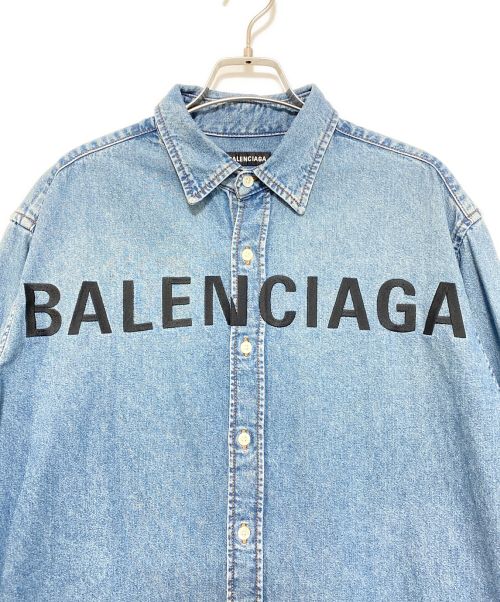 BALENCIAGA（バレンシアガ）BALENCIAGA (バレンシアガ) Denim Long Sleeves Plain Cotton Logo Luxury Shirts  インディゴ サイズ:SIZE 37の古着・服飾アイテム