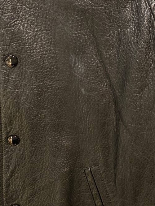 Saint Laurent Paris（サンローランパリ）Saint Laurent Paris (サンローランパリ) ダメージ加工リブラインオールラムレザー スタジャン テディ ジャケット ブラック×レッド サイズ:42の古着・服飾アイテム