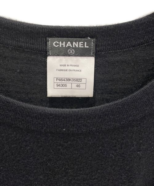 CHANEL（シャネル）CHANEL (シャネル) 半袖エンブレムニット ブラック サイズ:46の古着・服飾アイテム