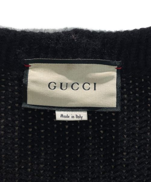 GUCCI（グッチ）GUCCI (グッチ) オーバーサイズ ケーブルニット カーディガン ブラック サイズ:XLの古着・服飾アイテム