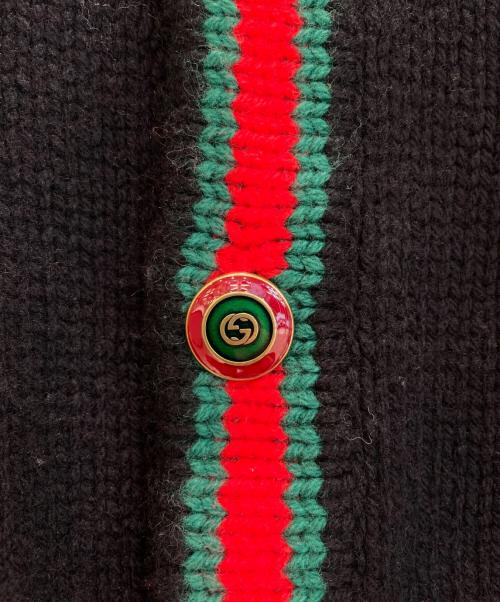 GUCCI（グッチ）GUCCI (グッチ) オーバーサイズ ケーブルニット カーディガン ブラック サイズ:XLの古着・服飾アイテム