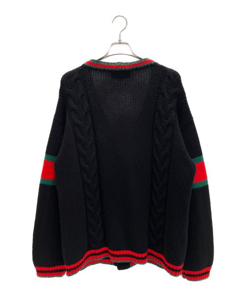 GUCCI（グッチ）GUCCI (グッチ) オーバーサイズ ケーブルニット カーディガン ブラック サイズ:XLの古着・服飾アイテム