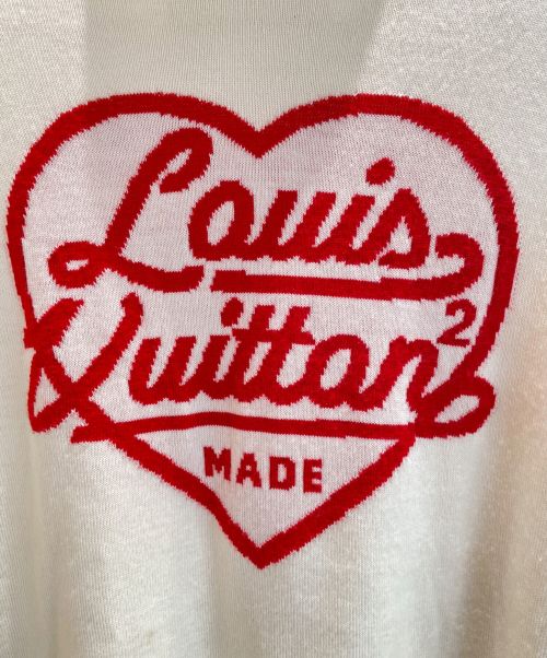 LOUIS VUITTON×NIGO（ルイ ヴィトン×ニゴー）LOUIS VUITTON×NIGO (ルイ ヴィトン×ニゴー) コラボインタルシアハート タートルネックニットセーター アイボリー×レッド サイズ:Mの古着・服飾アイテム