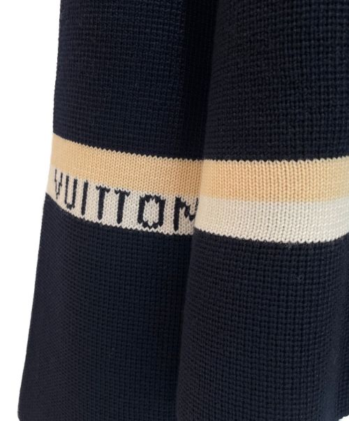 LOUIS VUITTON（ルイ ヴィトン）LOUIS VUITTON (ルイ ヴィトン) ロゴボーダーニット ネイビー×ベージュ サイズ:Lの古着・服飾アイテム