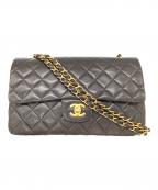 CHANELシャネル）の古着「Wフラップ25 チェーンショルダーバッグ」｜ブラック