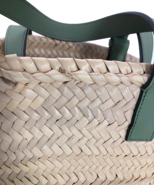 LOEWE（ロエベ）LOEWE (ロエベ) バスケットスモールバッグ ベージュ×グリーンの古着・服飾アイテム